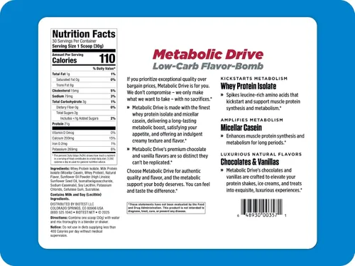 Vista 2 de Biotest Metabolic Drive Protein - Bomba de sabor baja en carbohidratos - 20 porciones, vainilla