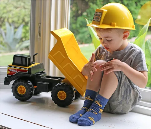 Vista 6 de Jefferies Socks Paquete de 6 pares de calcetines con patrón de construcción de granja para niños