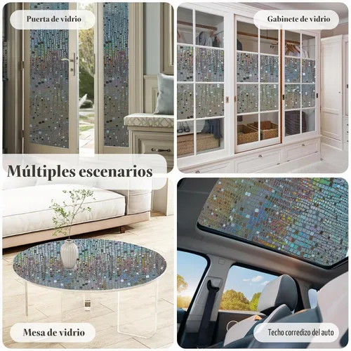 Vista 8 de Película de privacidad para ventana, películas de vidrio manchado para ventana 3D arco iris decorativas, adhesivo estático, tinte de ventana Arco