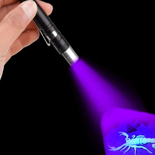 Vista 2 de Linternas de luz negra LED 2 en 1 linterna de pluma clip de antorcha detector de luz negra para 3 pilas AAA (paquete de 1)