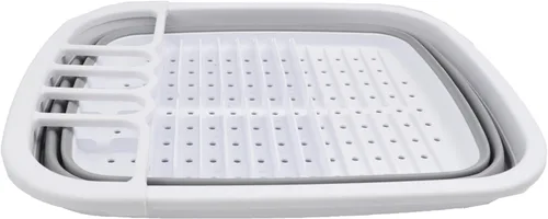 Vista 2 de SAMMART Escurridor de platos de plástico plegable de 8 litros (2.11 galones), estante de secado plegable, organizador de vajilla portátil, ahorro