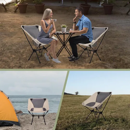 Vista 5 de CWQIAOYUE Silla plegable para acampar y césped, soporta 330 libras