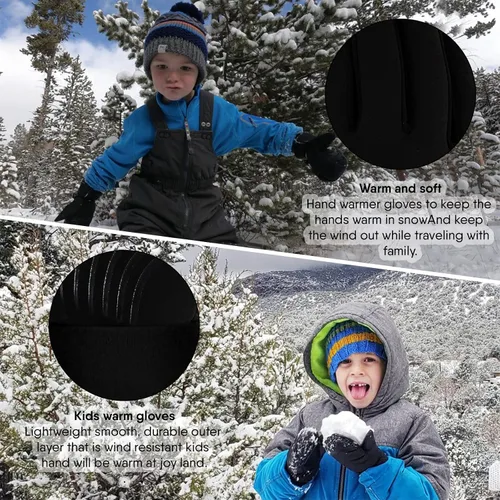 Vista 6 de SAWANS Guantes deportivos para correr, ciclismo, invierno, pantalla táctil, térmica, para niños y niñas, resistentes al viento, guantes