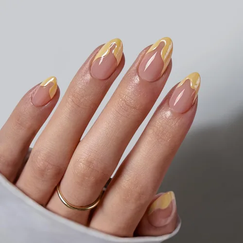 Vista 19 de BTArtbox Uñas Postizas Blancas Cortas a Presión - Uñas Postizas de Gel Suave en Forma de Almendra, Uñas Blancas con Pegamento para Uñas, Uñas
