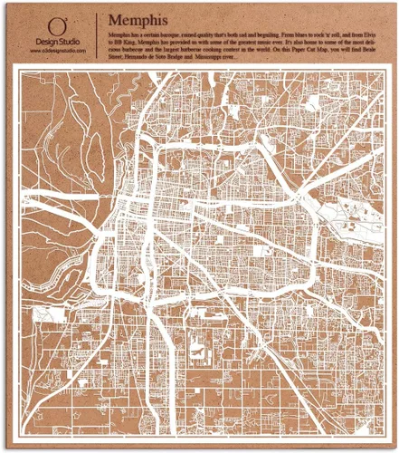 Vista 110 de O3 Design Studio Aberdeen - Mapa de papel cortado en papel blanco de 12 x 12 pulgadas