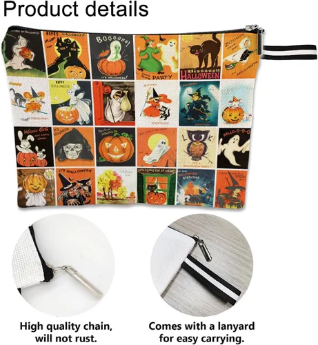 Vista 3 de Estuche de belleza con cremallera para maquillaje cosmético de Halloween, bolsa de vestir de moda, bolsa de almacenamiento de artículos de tocador