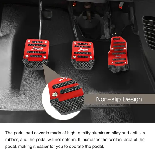 Vista 6 de Juego de 3 pedales de pedal de automóvil, aleación antifricción antideslizante de transmisión acelerador, pedal de freno, pedal de embrague
