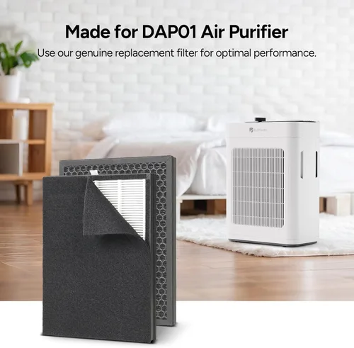 Vista 2 de Dr.Prepare Filtro de repuesto para purificador de aire DAP01, paquete de 2, filtro HEPA de 3 etapas con prefiltro lavable y carbón activado