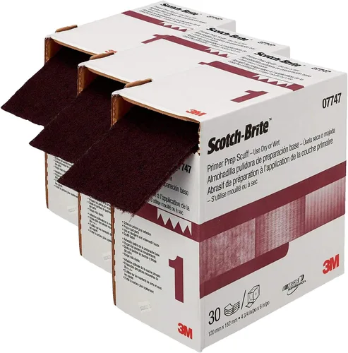 Vista 6 de Scotch-Brite (TM) - Lija Primer Prep 07747, de óxido de aluminio, 15' de largo x 4-3/4" de ancho, color granate (Pack de 1).