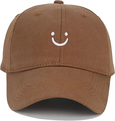 Vista 2 de Umeepar Gorra de béisbol con cara sonriente para mujeres y hombres, ajustable, de perfil bajo, de algodón, sin estructura, para papá