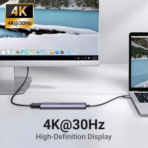 Vista 5 de UGREEN Adaptador multipuerto USB C 5 en 1 Revodok 105 4K HDMI, entrega de energía de 100 W, 3 puertos de datos USB-A, dongle USB C para MacBook