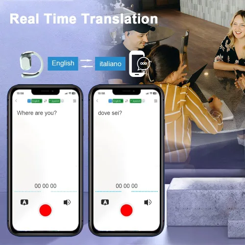 Vista 4 de Auriculares de traducción AI en tiempo real, 144 idiomas 3 en 1, auriculares inalámbricos Bluetooth para iOS y Android, para Blanco