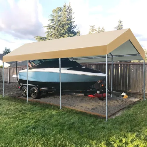 Vista 6 de Cubierta de toldo de repuesto para carport para carpa de automóvil, cubierta de refugio de garaje, lona con cuerdas elásticas de bolas