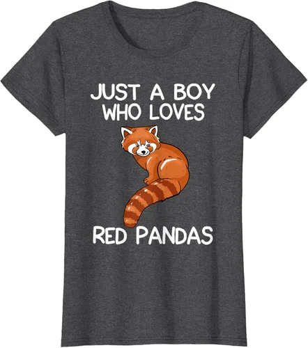 Vista 4 de Just A Boy Who Loves Red Pandas Gift - Camiseta con diseño de panda roja, Negro, S