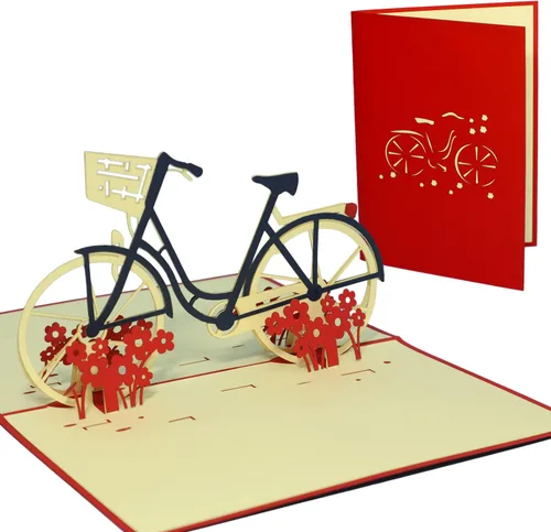 Vista 7 de LINPOPUP® Pop-Up Card, POP UP 3D tarjeta de cumpleaños tarjeta de regalo certificado de bicicleta Venlo azul, N154