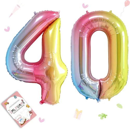 Vista 65 de Globos grandes de 40 pulgadas de números del 0 al 9, globos numéricos para decoración de fiesta de cumpleaños, globos de helio de aluminio