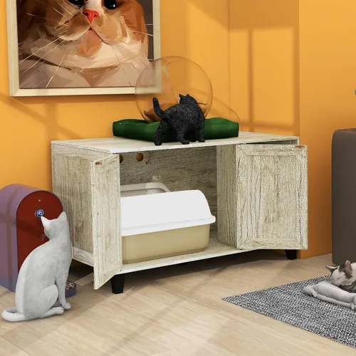 Vista 6 de TaoHFE - Caja de arena oculta para gatos con almohadilla para arañazos