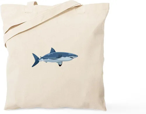 Vista 8 de CafePress Crazy Shark Lady Tote Bag Reutilizable Natural Beige Lona Bolsa de Compras