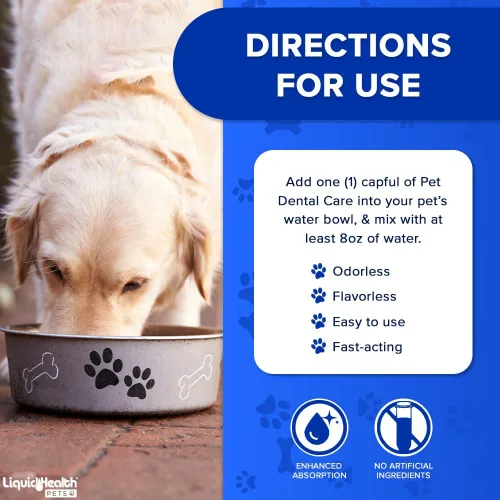 Vista 5 de LIQUIDHEALTH Aditivo de agua para el cuidado dental de mascotas para perros y gatos, ambientador de acción rápida para el mal aliento de mascotas