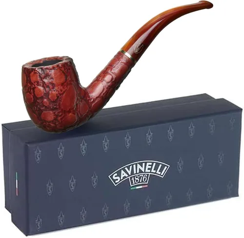 Vista 10 de Savinelli Pipes Alligator Collection 606 KS Bent Billar - Colorido tubo de madera italiana teñido a mano, hecho a mano en Italia, 0.236 in (azul)