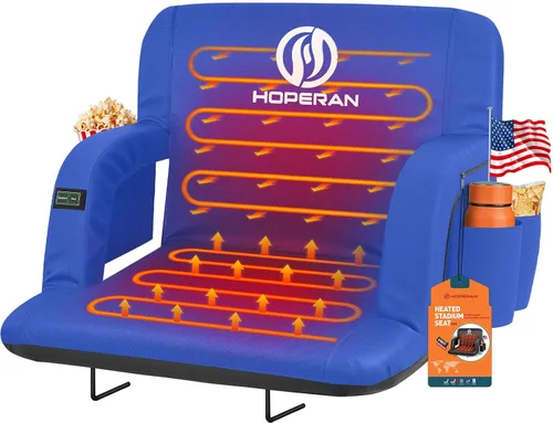 Vista 7 de HOPERAN Heated Stadium Seats with Back Support, Dual Control, 1-Pack Negro