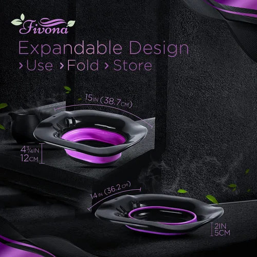 Vista 2 de Fivona Asiento de vapor plegable Yoni para baño de vapor en V y baño sentado, línea negra especial sobre el inodoro, spa perineal para el cuidado
