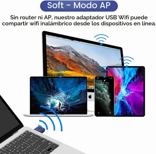 Vista 5 de EDUP Adaptador USB Bluetooth WiFi para PC, Adaptador Bluetooth 4.0, Adaptador de Red USB Nano Inalámbrico 2.4Ghz 150Mbps, Solo Compatible