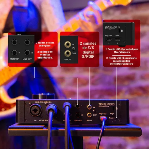 Vista 7 de Interfaz de podcast y grabación Antelope Audio Zen Quadro USB-C — 4 preamplificadores de micrófono de grado de estudio discretos, conversión