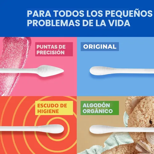 Vista 9 de Q-tips Hisopos de algodón, originales, para el hogar, primeros auxilios y belleza, 100% algodón, 500