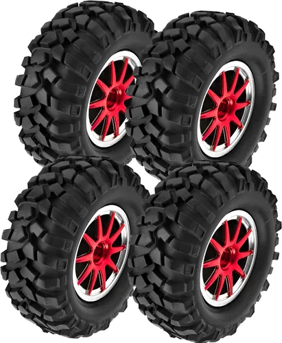 Vista 2 de Neumáticos de goma OD96mm de 10 radios y llantas de plástico, cubo hexagonal de 0.472 in, neumáticos RC de 1.9 pulgadas, compatibles con Axial SCX10