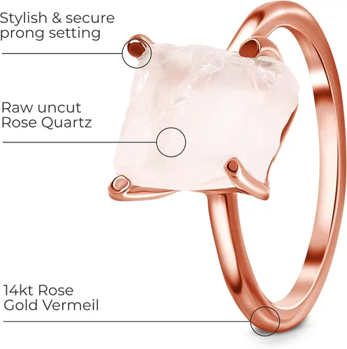 Vista 3 de Moon Magic - Anillo de amatista auténtica amatista pequeña plata de ley 925 real anillos de amatista de oro rosa crudo de 18 quilates para mujer