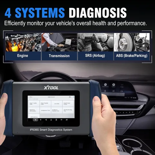 Vista 2 de Herramienta de Diagnóstico Escáner OBD2 XTOOL IP508S: Lector de Códigos para Automóviles y Camiones con 15 Reinicios, Reaprendizaje del Sensor