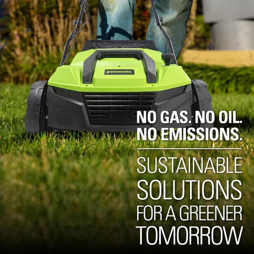 Vista 11 de Greenworks - Rastrillo eléctrico 2 en 1 con cable de 13 amperios y 14 pulgadas, con ajuste de profundidad de 3 posiciones e inicio con botón