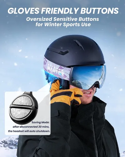 Vista 6 de OutdoorMaster Auriculares Inalámbricos Bluetooth 5.3 de Inserción para Casco de Esquí con Chip de Altavoz HD Compatible con Casco Preparado