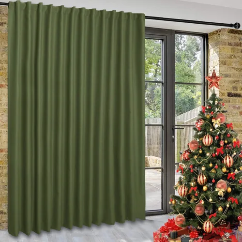 Vista 30 de DWCN Cortina opaca divisora de privacidad para puerta corrediza de patio, cortinas térmicas extra anchas con pestaña trasera y bolsillo para barra