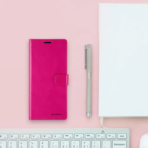 Vista 7 de GOOSPERY Blue Moon - Funda para Samsung Galaxy S20 Ultra (2020) con tapa de cuero (rosa intenso)