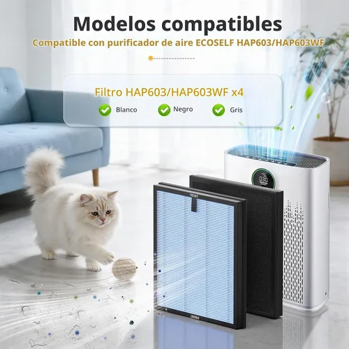 Vista 3 de Paquete de 4 filtros de repuesto HAP603 para purificador de aire ECOSELF Azul