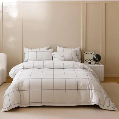Vista 26 de Luxlovery Juego de edredón con diseño marmoleado blanco y negro, edredón moderno y acogedor, diseño abstracto, para hombres, adolescentes y niños