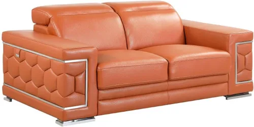 Vista 14 de Blackjack Furniture Usry - Sofá tapizado de piel italiana, color caqui