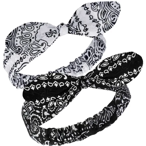 Vista 15 de Hicarer 2 diademas tipo bandana para mujeres y niñas, rojo, blanco