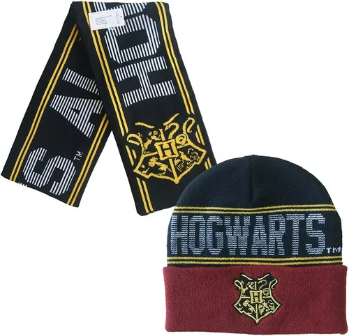 Vista 2 de Harry Potter Hogwarts - Gorro de punto y bufanda multicolor, Multi colorido