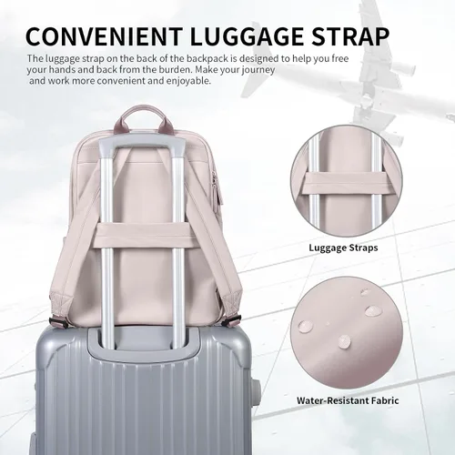 Vista 6 de GOLF SUPAGS - Mochila para portátil para mujer, casual, bolsa de día, para el trabajo, de viaje, mochila para portátil, para portátiles de 14/16