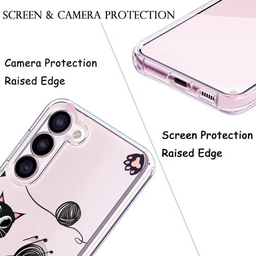 Vista 2 de Unov Funda para Galaxy S23, transparente con diseño, ajuste delgado, buen agarre, funda de teléfono en relieve, cubierta protectora a prueba