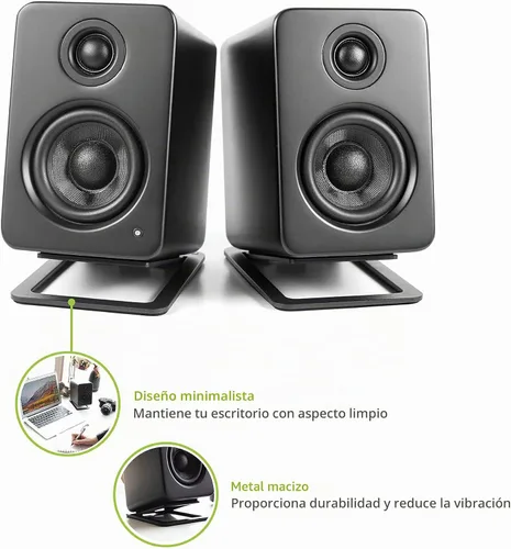 Vista 2 de Kanto S2 - Soportes de altavoz de escritorio inclinados para altavoces pequeños y monitores de estudio compactos de 2 a 3 pulgadas Soporta 6