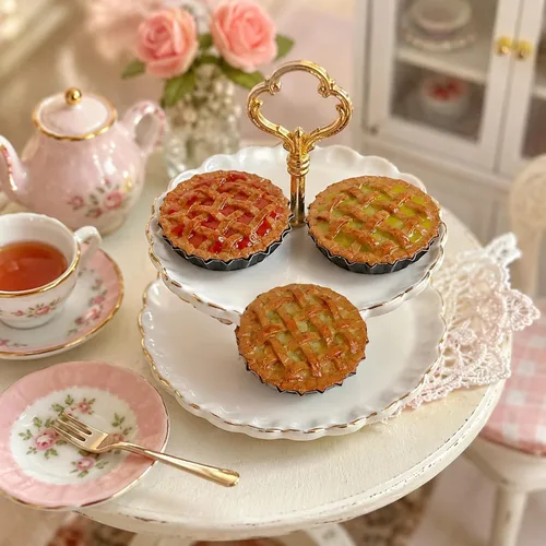 Vista 4 de LUOZZY - 3 piezas de postres en miniatura para decoración de tartas de casa de muñecas Realistic Look Detailed Mini Scale Miniature Dessert Food