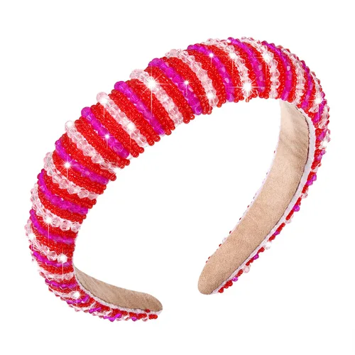 Vista 11 de NVENF Diademas para el día del partido, diadema de fútbol para mujer, con cuentas de cristal y cuentas azules y blancas, accesorios de fútbol