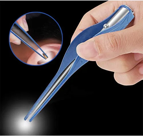 Vista 3 de POZILAN Pinzas para Cerumen con luz LED - Juego de 8 herramientas de limpieza para quitar cera de oído para niños y adultos, cuchara para cerumen