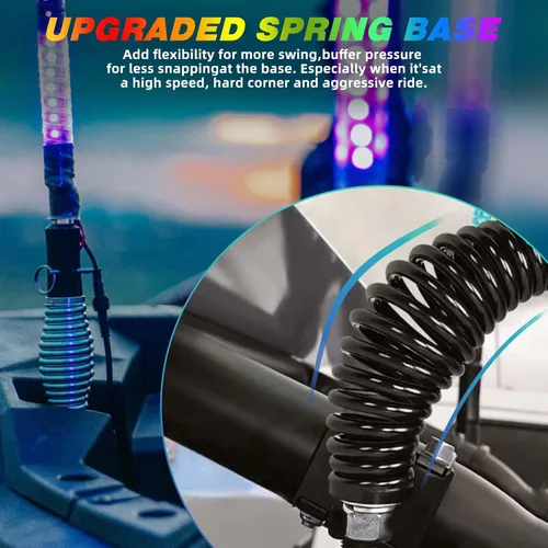 Vista 7 de DREAMIZER 2 piezas de luces de látigo con base de resorte en barril, luces LED con base de resorte de liberación rápida, compatibles con Cam Am
