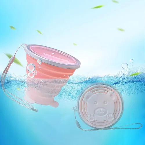 Vista 4 de Taza plegable de silicona plegable – Taza ligera y expandible – Taza portátil reutilizable para viajes, camping, senderismo, supervivencia, picnic