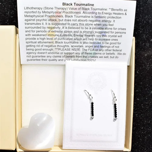 Vista 6 de CHARGED - Pendientes de diseño de piedras preciosas naturales + corazón de carga de selenita incluidos
